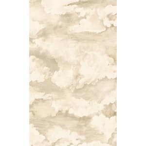 Cream Cloud Filled Sky Plain Print Non-Woven Non-Pasted Textured Wallpaper 57 Sq. Ft.