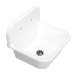 Arcticstone 24 in. Single Bowl Matte White Solid Surface Drop-In Kitchen Sink with Backsplash