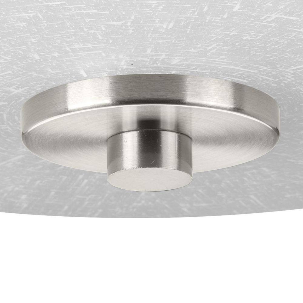 Alexa Brushed Nickel 2-Light Flush Mount with Etched Linen Glass