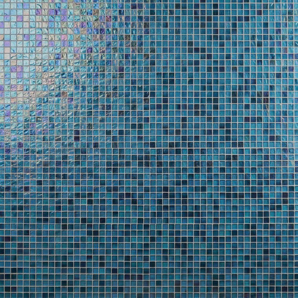 Shallows Blue Polished Glass Mosaic Wall Tile