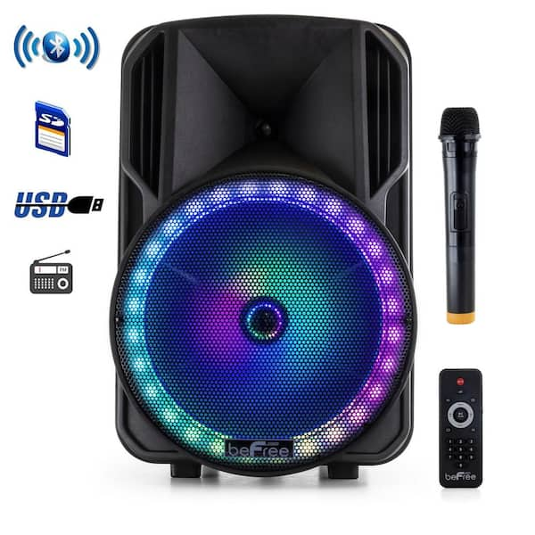 beFree Sound 12 Inch Woofer Portable Bluetooth Powered PA Tailgate