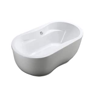 Brescia 65.04 in. Acrylic Flatbottom Non-Whirlpool Freestanding Bathtub in Glossy White