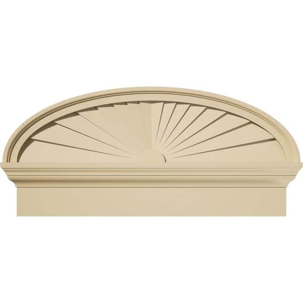 Ekena Millwork 30 in. W x 14-3/8 in. H x 2-3/4 in. P Elliptical Sunburst Signature Urethane Combination Pediment, Primed Tan