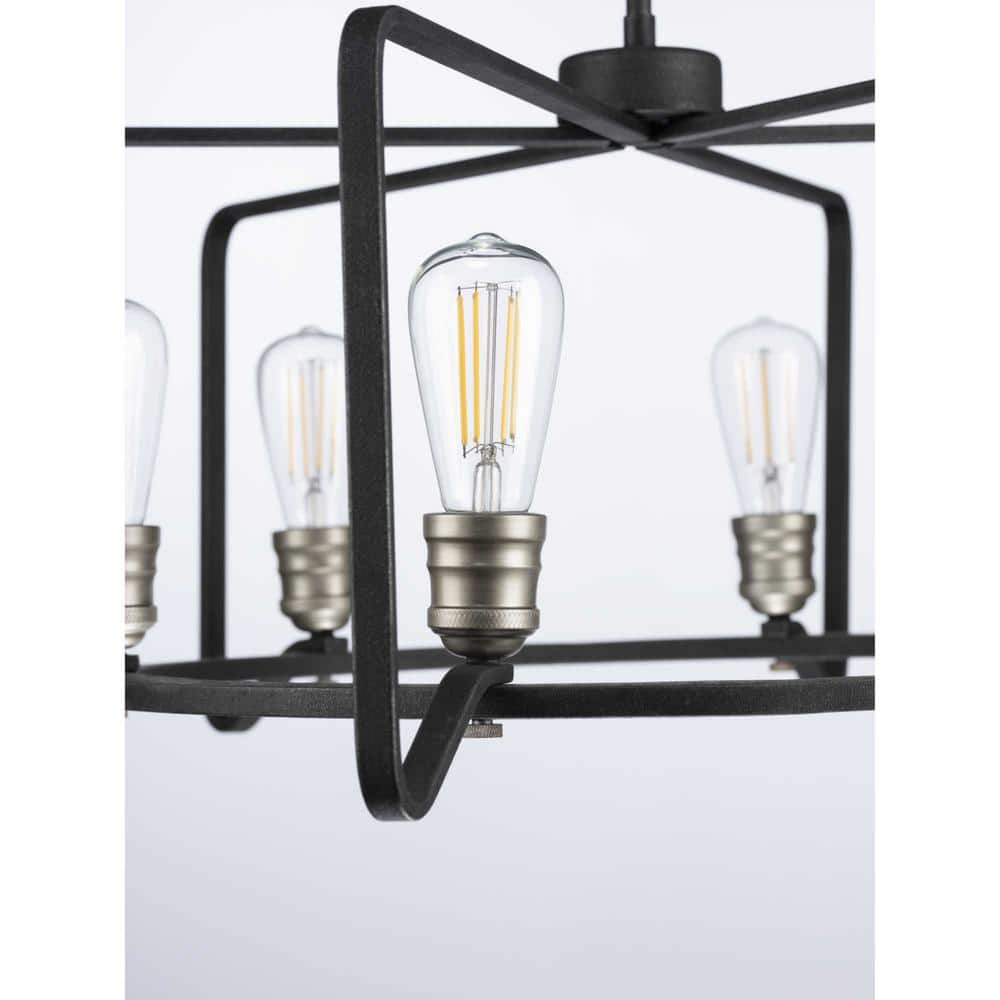 Black Iron 6-Light Cage Chandelier