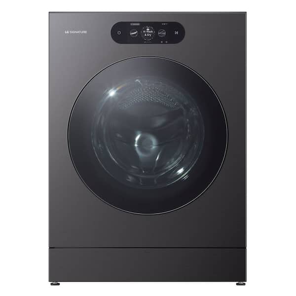 SIGNATURE 5.8 cu. ft. Ventless Smart Front Load Electric Heatpump All-in-One Washer Dryer Combo in Brushed Black Steel