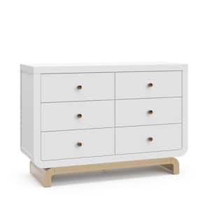 Santorini White with Driftwood 6 Drawer 47.95 in. Wide Dresser