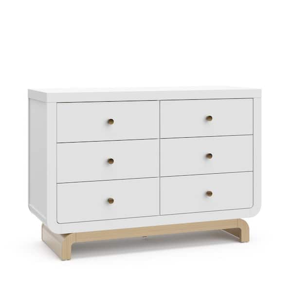 Santorini White with Driftwood 6 Drawer 47.95 in. Wide Dresser