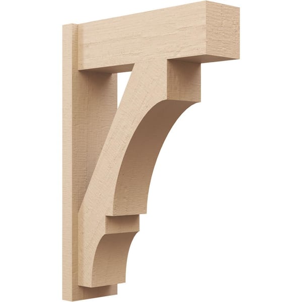 Ekena Millwork 8 in. x 36 in. x 24 in. Balboa Block Rough Cedar Woodgrain Timberthane Polyurethane Outlooker, Primed Tan