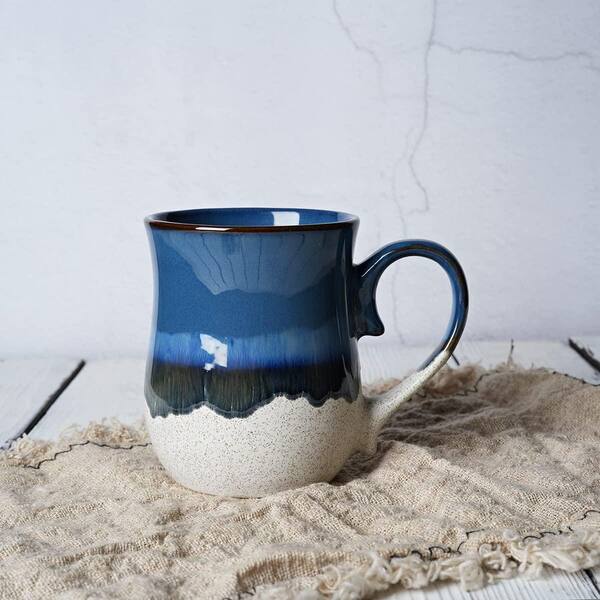 Wudkey 20 oz. Blue Large Ceramic Coffee Mug, Big Tea Cup for Office and Home, Dishwasher and Microwave Safe