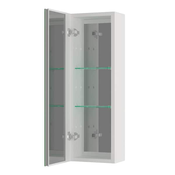 Getpro WHIT 10 in. W x 30 in. H Rectangular White Waterproof Aluminum Wall Mount Medicine Cabinet with Mirror for Bathroom