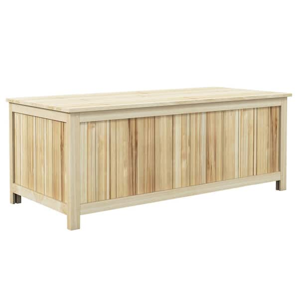 45.5 Gal. Natural Wood Outdoor Storage Bench FF-17413-L - The Home Depot