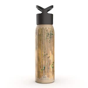 24 oz. Bamboo Sandstone Reusable Single Wall Aluminum Water Bottle with Threaded Lid