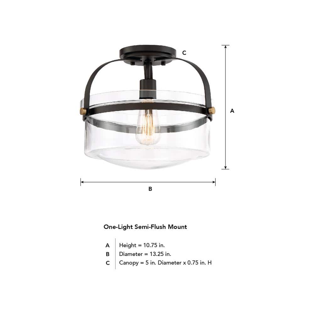 Jaxon 10.75'' Clear Glass Bowl Ceiling Light in Oil Rubbed Bronze
