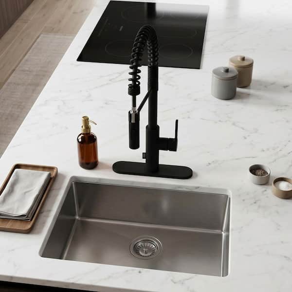 ANZZI Ola Series Matte Black 22 in. H Touchless Pull Down Sprayer