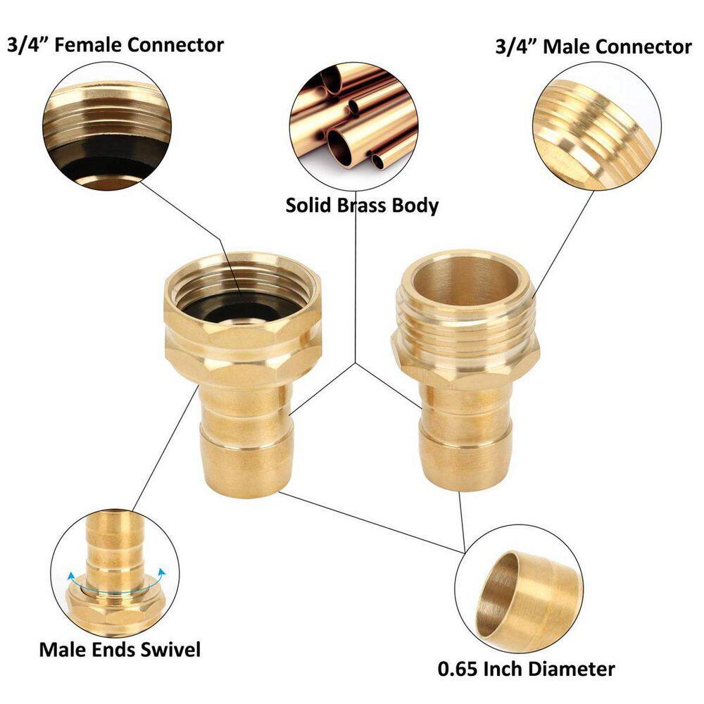 Solid Brass and Stainless Steel Hose Repair Kit, 4-Piece Set