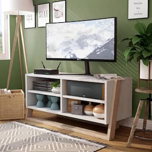 Addis 49.5 in. W Beige TV Console with 4-Shelves Fits TV's Up to 56 in. With Cable Management