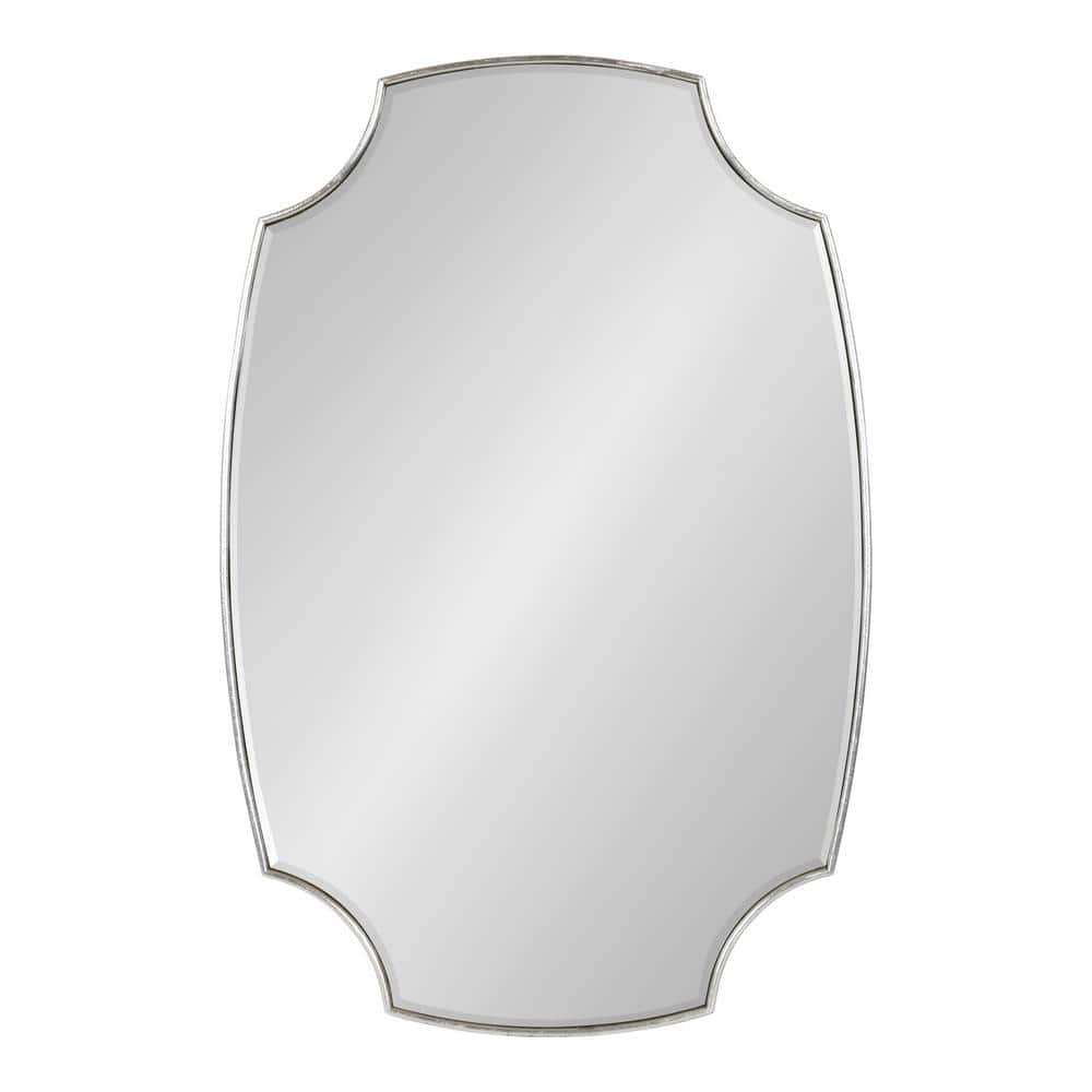 Luxurious Scalloped Edge 34'' Silver Wall Mirror with Gold Accents