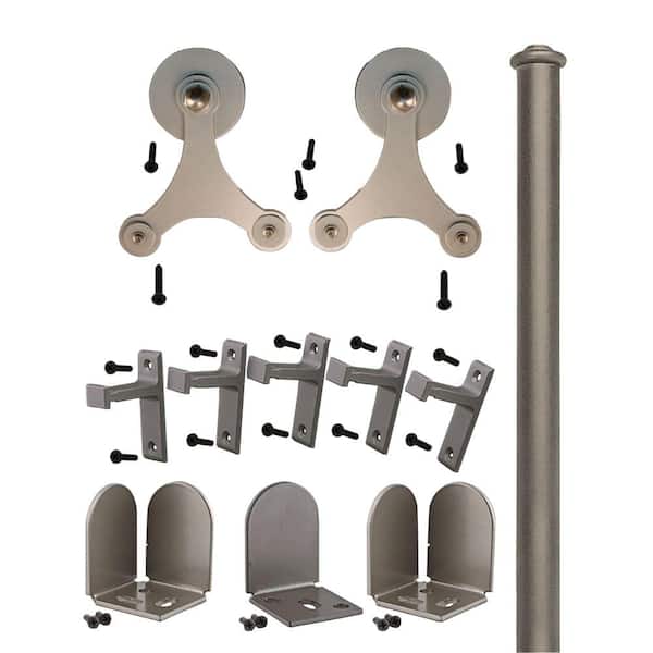 Quiet Glide 3/4 in. - 1-1/2 in. Tri Star Satin Nickel Rolling Door Hardware Kit