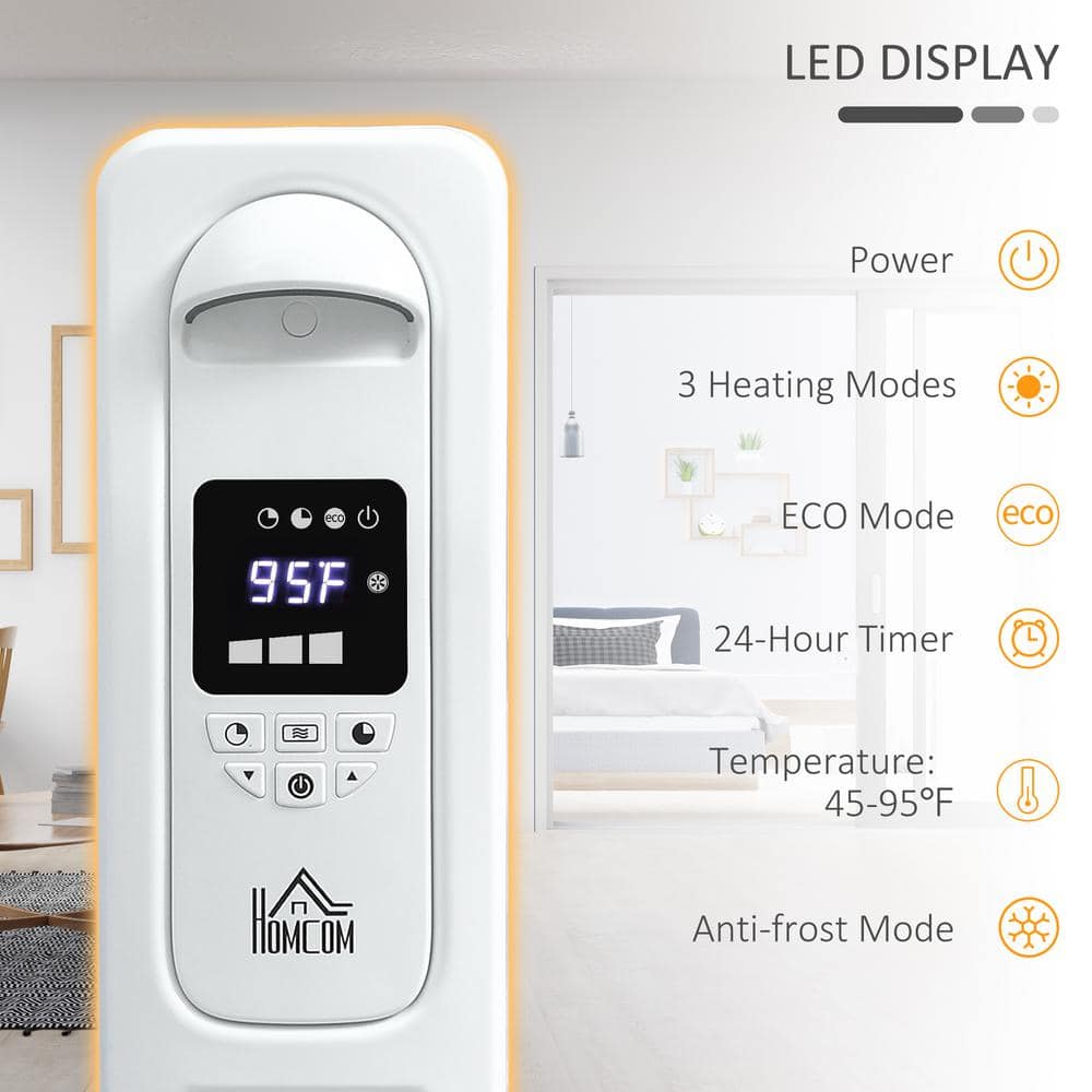 White 25.25" Electric Freestanding Space Heater with Remote