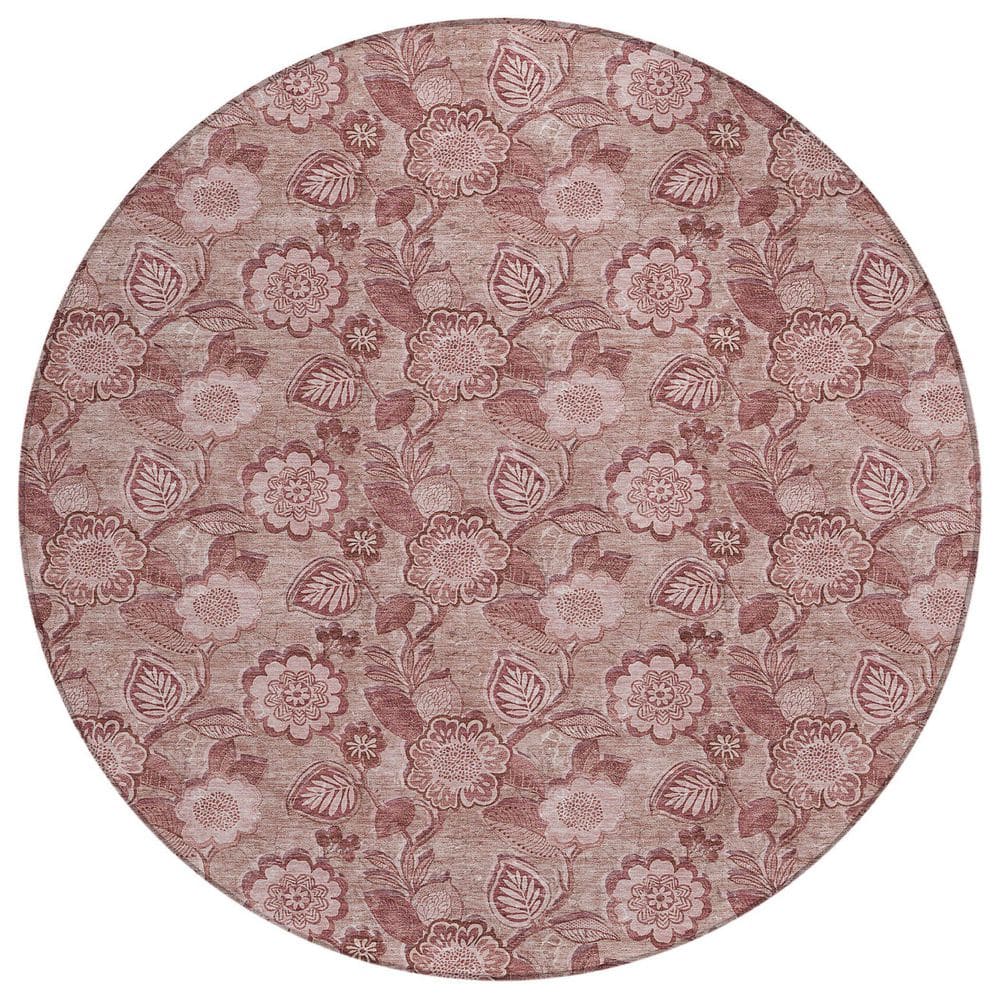 Chantille Machine Washable Indoor/Outdoor Abstract ACN1939 Blush 8 ft. x 8 ft. Round Rug price history on PriceWatchPro