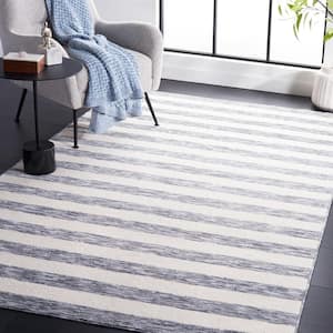 Easy Care Dark Grey/Ivory Doormat 2 ft. x 4 ft. Machine Washable Striped Abstract Area Rug