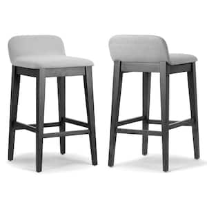 Atia Black Rubberwood Bar Height Barstool with Low Back Fabric Seat (Set of 2)