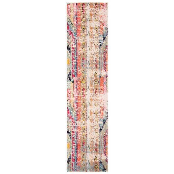 SAFAVIEH Madison Blue/Orange 2 ft. x 10 ft. Geometric Runner Rug