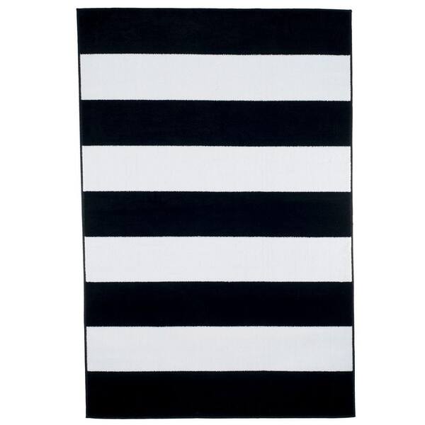 Lavish Home Stripe Black 3 ft. x 5 ft. Area Rug