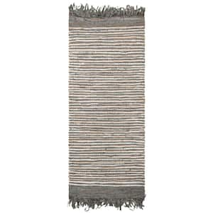 Vintage Leather Gray/Multi 2 ft. x 6 ft. Striped Runner Rug