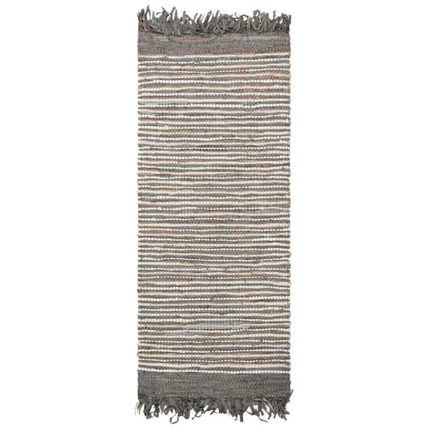 SAFAVIEH Vintage Leather Gray/Multi 2 ft. x 6 ft. Striped Runner Rug