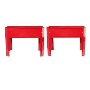 Red Steel Elevated Garden Bed Metal Elevated Outdoor Flowerpot Box (2-Pack)