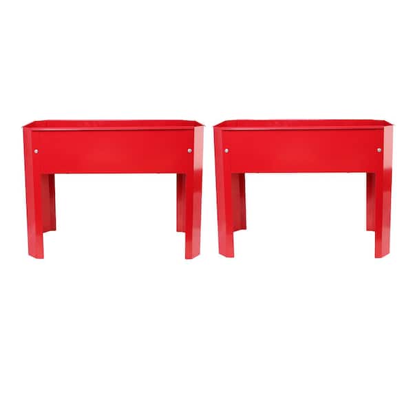 Boosicavelly Red Steel Elevated Garden Bed Metal Elevated Outdoor Flowerpot Box (2-Pack)