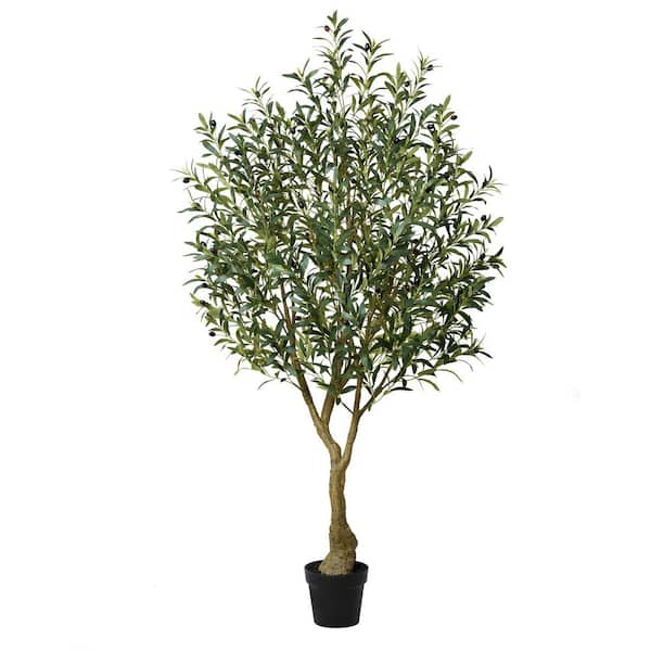DR.Planzen 6ft.Artificial Olive Tree-Faux Silk Plant Fake Tree for Home Office Decor Black pot Indoor\Outdoor Plant Living Room