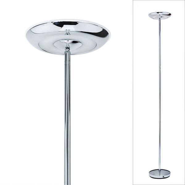 jas gezagvoerder Patriottisch HomeGlam UFO 72 in. H Chrome Finish 30-Watt Dual-Lights Dimmable LED  Torchiere Floor Lamp HL7072CH - The Home Depot