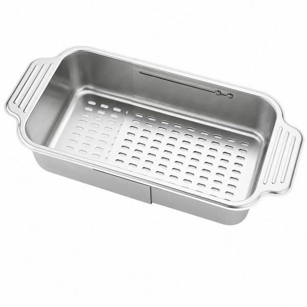 4 In 1 Collapsible Sink Colander for Kitchen, Food Grade 304 Stainless Steel Over the Strainer, Extend Drain Basket