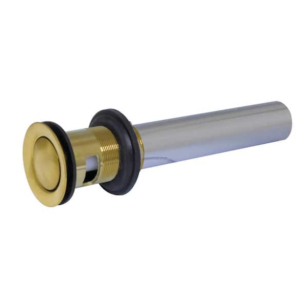 Kingston Brass Push Pop-Up Bathroom Sink Drain with Overflow, Brushed Brass