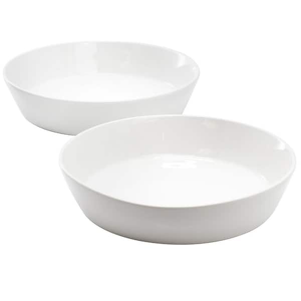 Selma 2 Piece 8 Inch Fine Ceramic Dinner Bowl Set in White