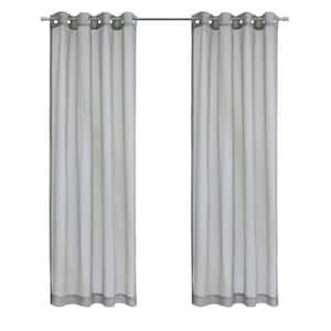 Luna Grey Polyester Textured 52 in. W x 84 in. L Grommet Indoor Light Filtering Curtain (Single Panel)