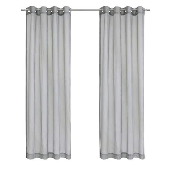 Habitat Luna Grey Polyester Textured 52 in. W x 84 in. L Grommet Indoor Light Filtering Curtain (Single Panel)