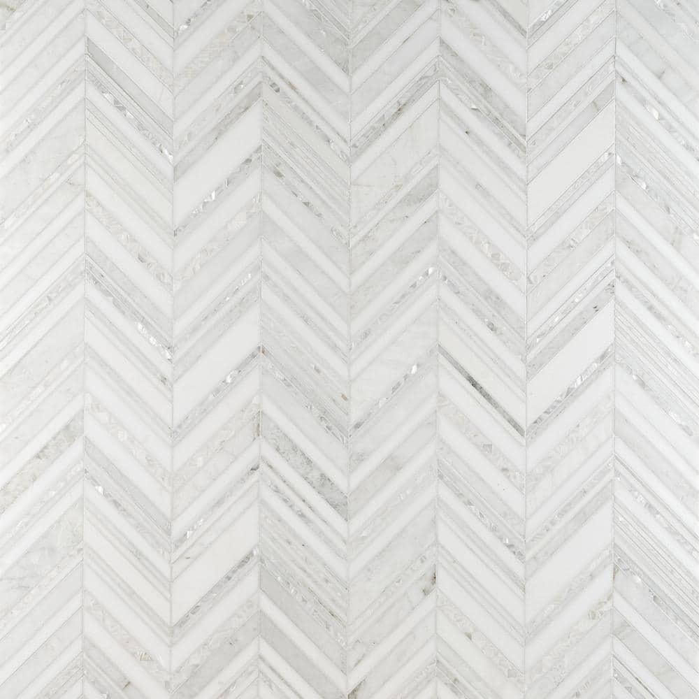 Ivy Hill Tile Auburn White 4 in. x 0.39 in. Polished Marble Floor and Wall Mosaic Tile Sample