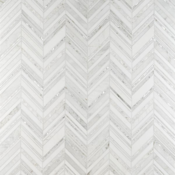 Auburn White 11.33 in. x 12.87 in. Polished Marble Wall Mosaic Tile (2.02 sq. ft./Each)