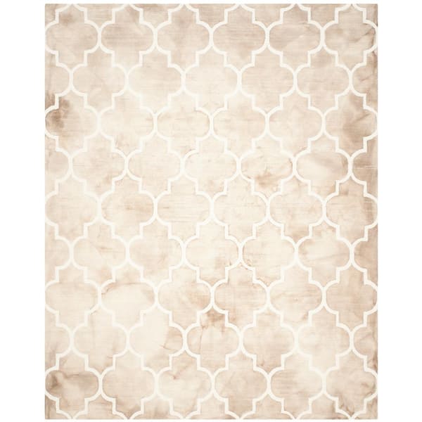 SAFAVIEH Dip Dye Beige/Ivory 10 ft. x 14 ft. Distressed Trellis Area Rug