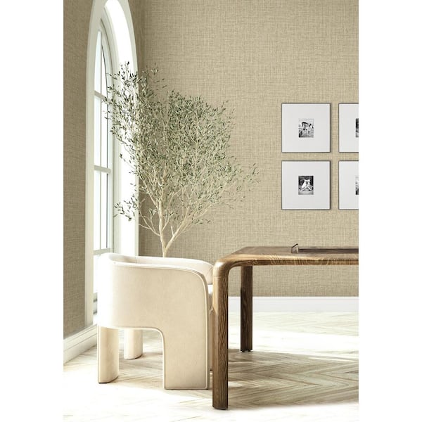 30.75 sq. ft. Natural Reed The Alix Faux Weave Vinyl Peel and Stick Wallpaper