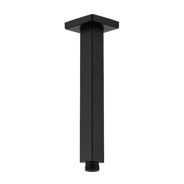 CASAINC 8 in. Square Ceiling Mount Standard Shower Arm and Flange, Matte Black