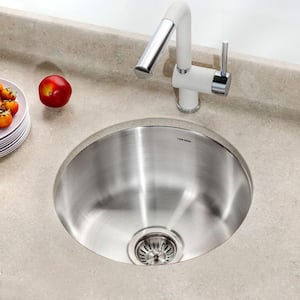 Houzer Club 18 in. Stainless Steel Undermount Single Round Bowl Bar Sink with Strainer - CF-1830-1