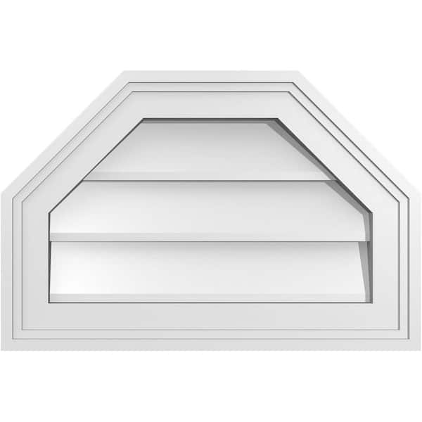 Ekena Millwork 18 in. x 12 in. Octagonal Top Surface Mount PVC Gable Vent: Decorative with Brickmould Frame