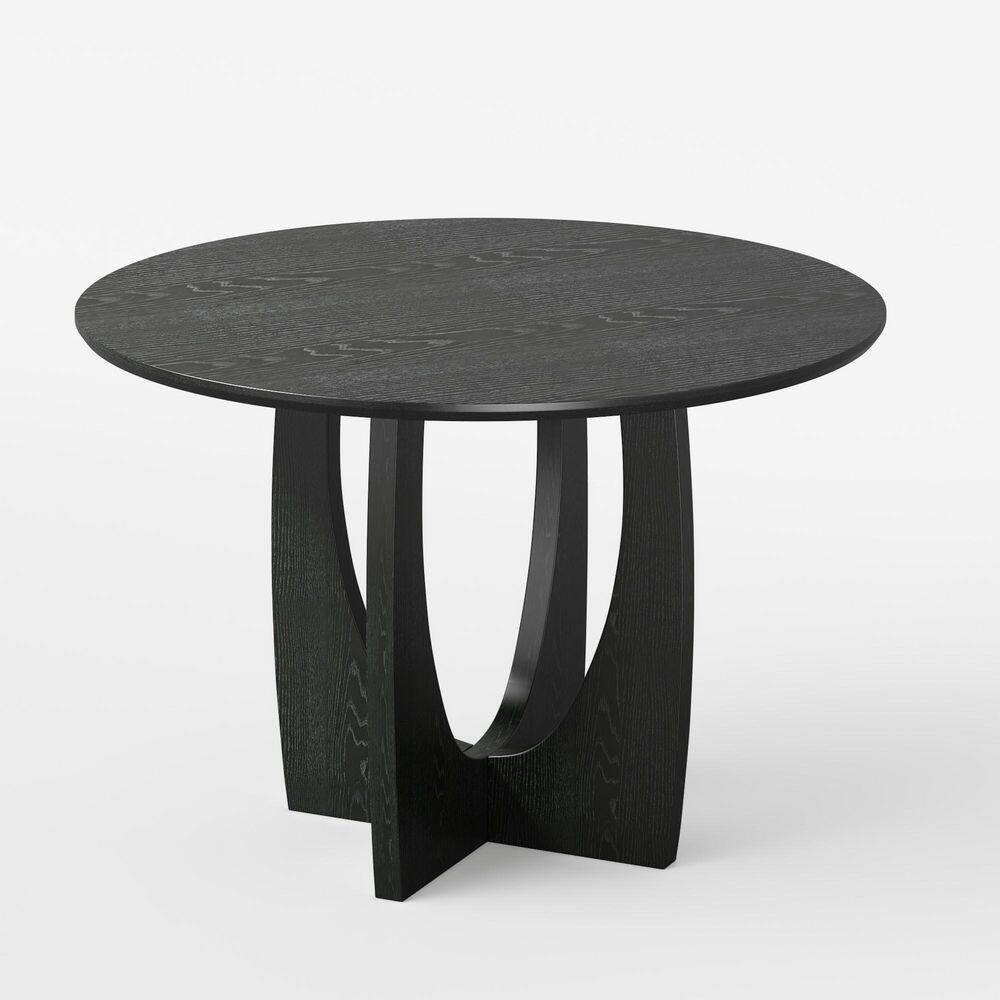 Arch Black Colored Wood 42" 4 Legs Cross Base Dining Table for 4