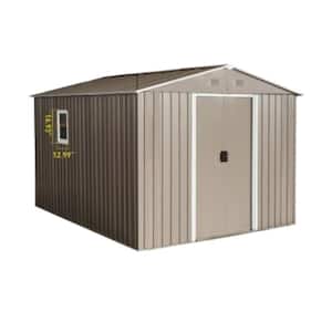 9.54 ft. W x 7.4 ft. D Outdoor Metal Storage Shed with Floor Base and UV Protection Galvanized Steel Panel 48 sq. ft.