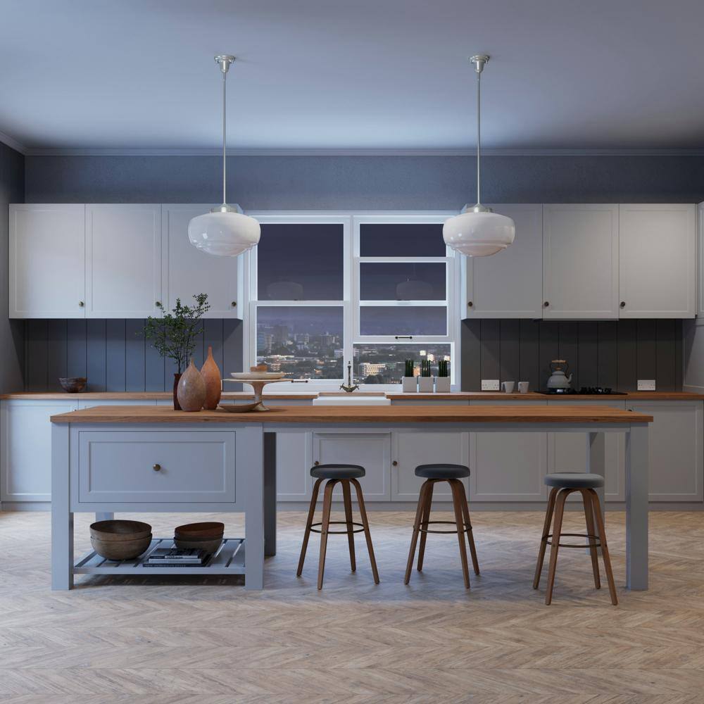 Transitional Brushed Nickel LED Pendant with Glass Shade