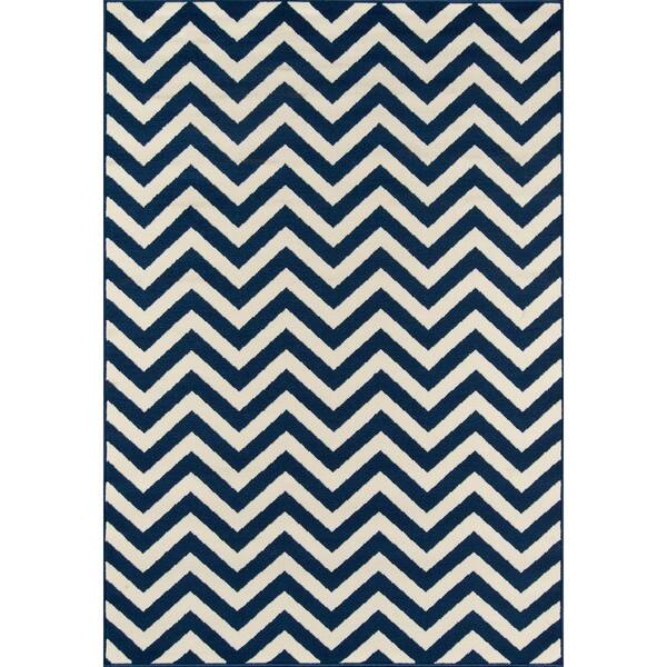 Momeni 4 x 5 Navy Indoor/Outdoor Stripe Area Rug in the Rugs